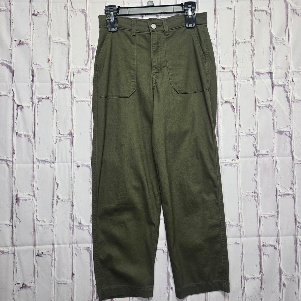 Levi's Utility Pant Olive Green High Rise Straight‎ Leg Workwear Womens 26